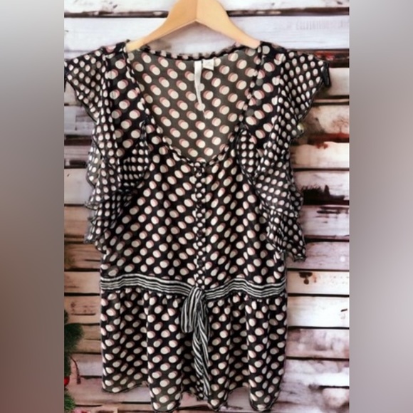 Lauren Conrad Rockabilly Top Peplum Pinup Silhouette Ruffle Polka Dot Medium - Picture 1 of 16